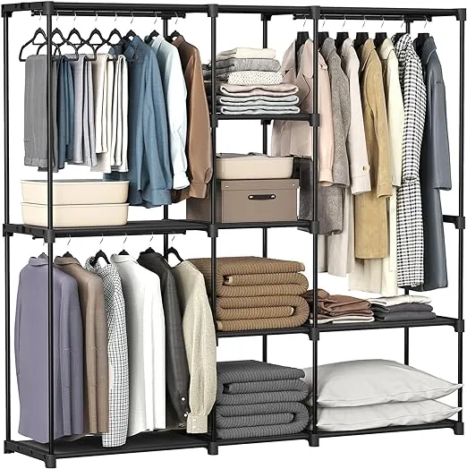 Songmics Portable Closet Freestanding Closet Organizer Clothes Rack with Shelves