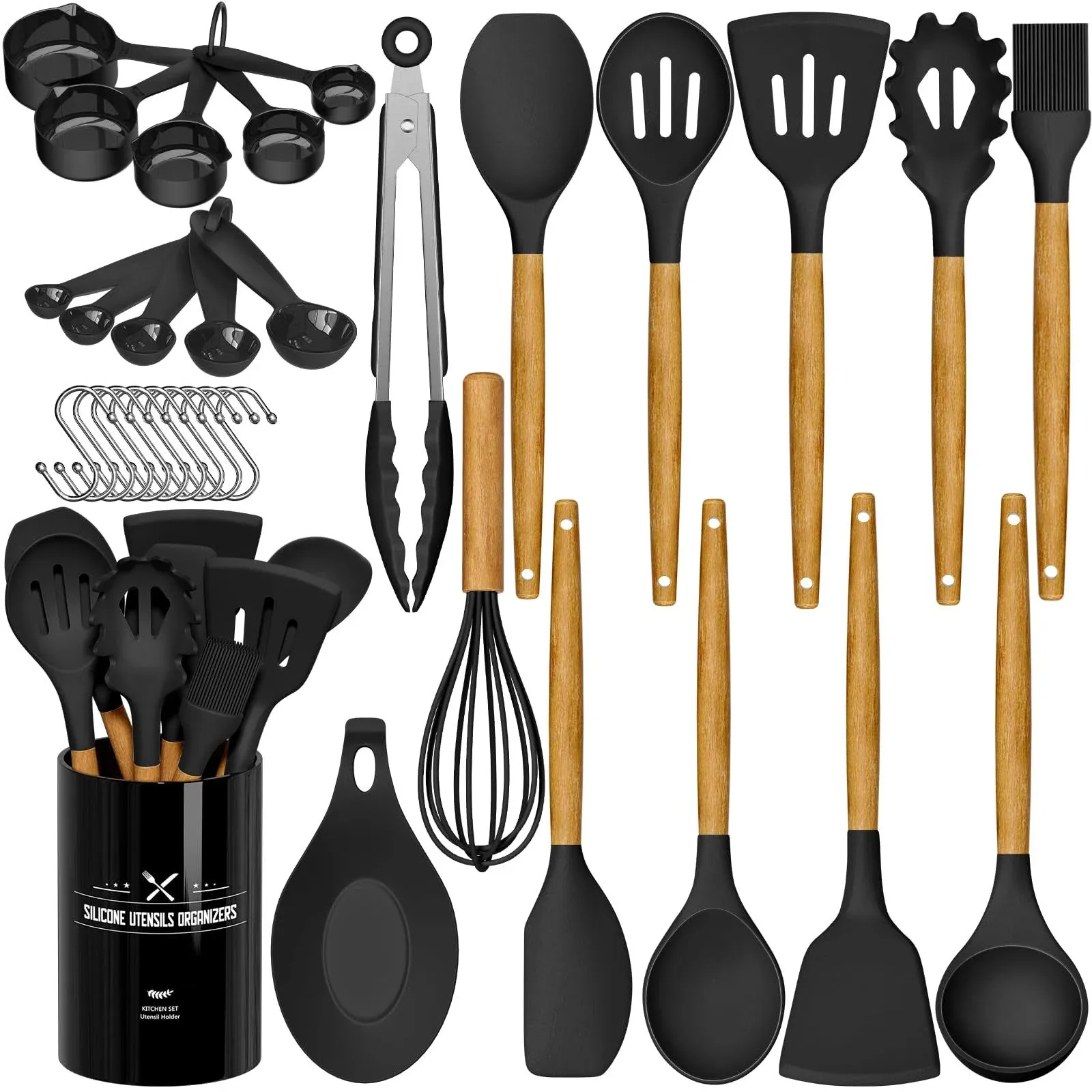 Umite Chef Kitchen Cooking Utensils Set, 33 Pcs Non-Stick Silicone Cooking ...