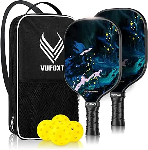 Premium Lightweight Pickleball Paddles Set with Carry Bag - 2 Paddles &amp; 4 Balls