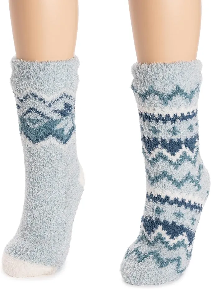 MUK LUKS Women's Cozy Sherpa Lined Cabin Sock (2 Pair Pack)