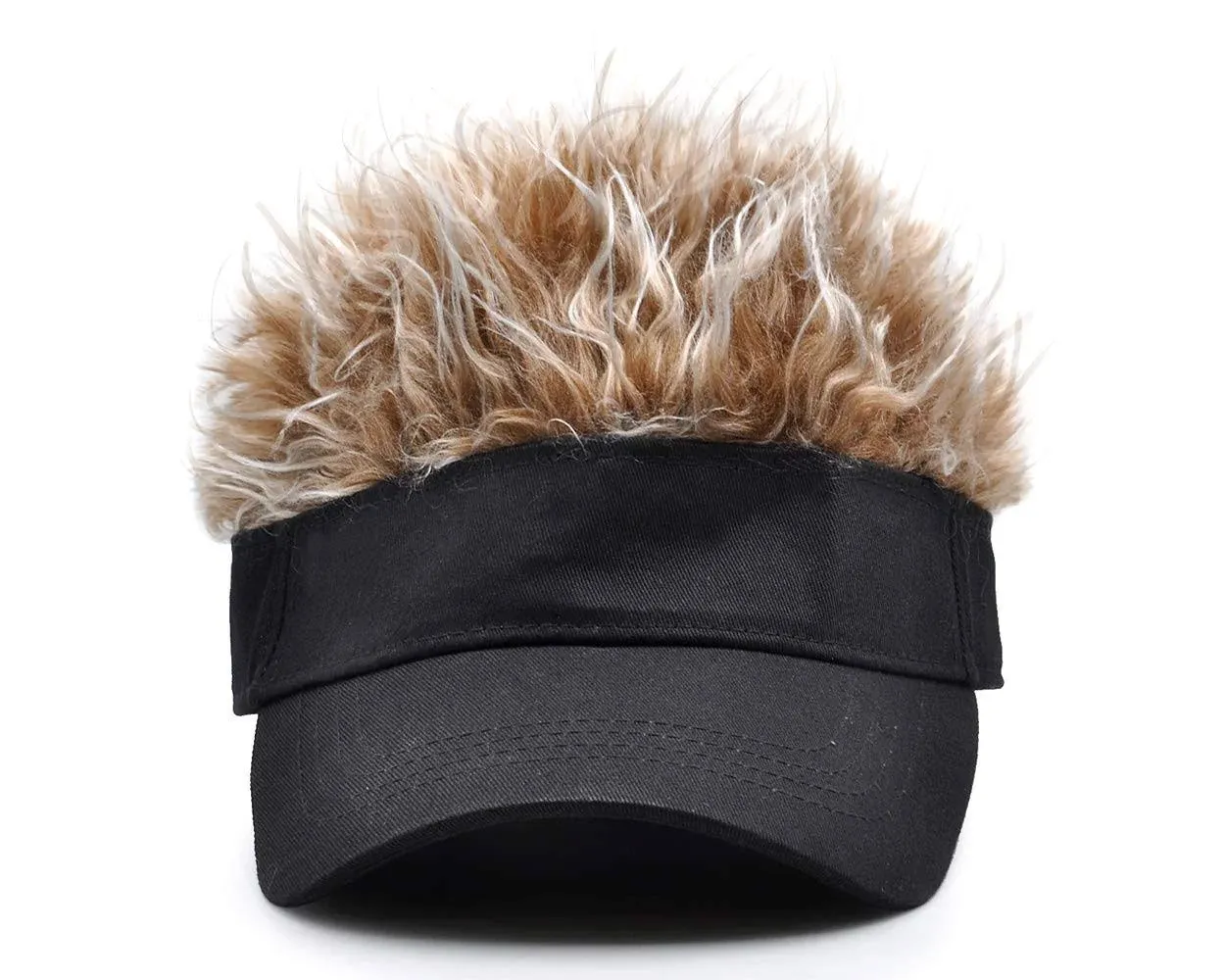 Regilt Adjustable Sun Visor Hat with Wig Spiked Hairs Fashion Baseball Golf Cap for Men & Women