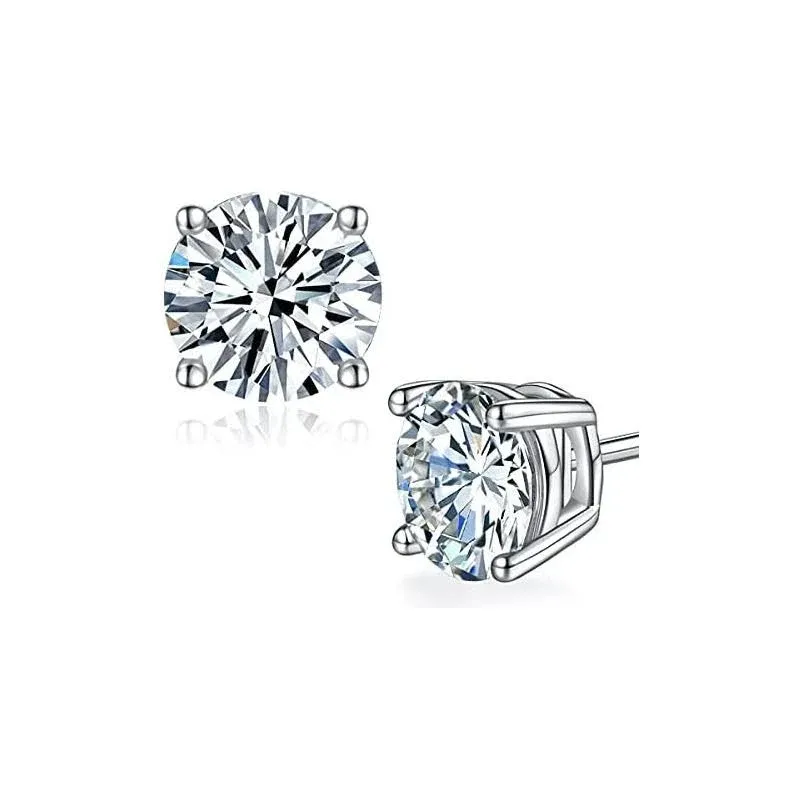 Moissanite Stud Earrings- 2.0CT D Color,GRA 925 Sterling Silver Earrings for Women Lab Created Diamond White Gold Earrings for Men (White Gold Plated)