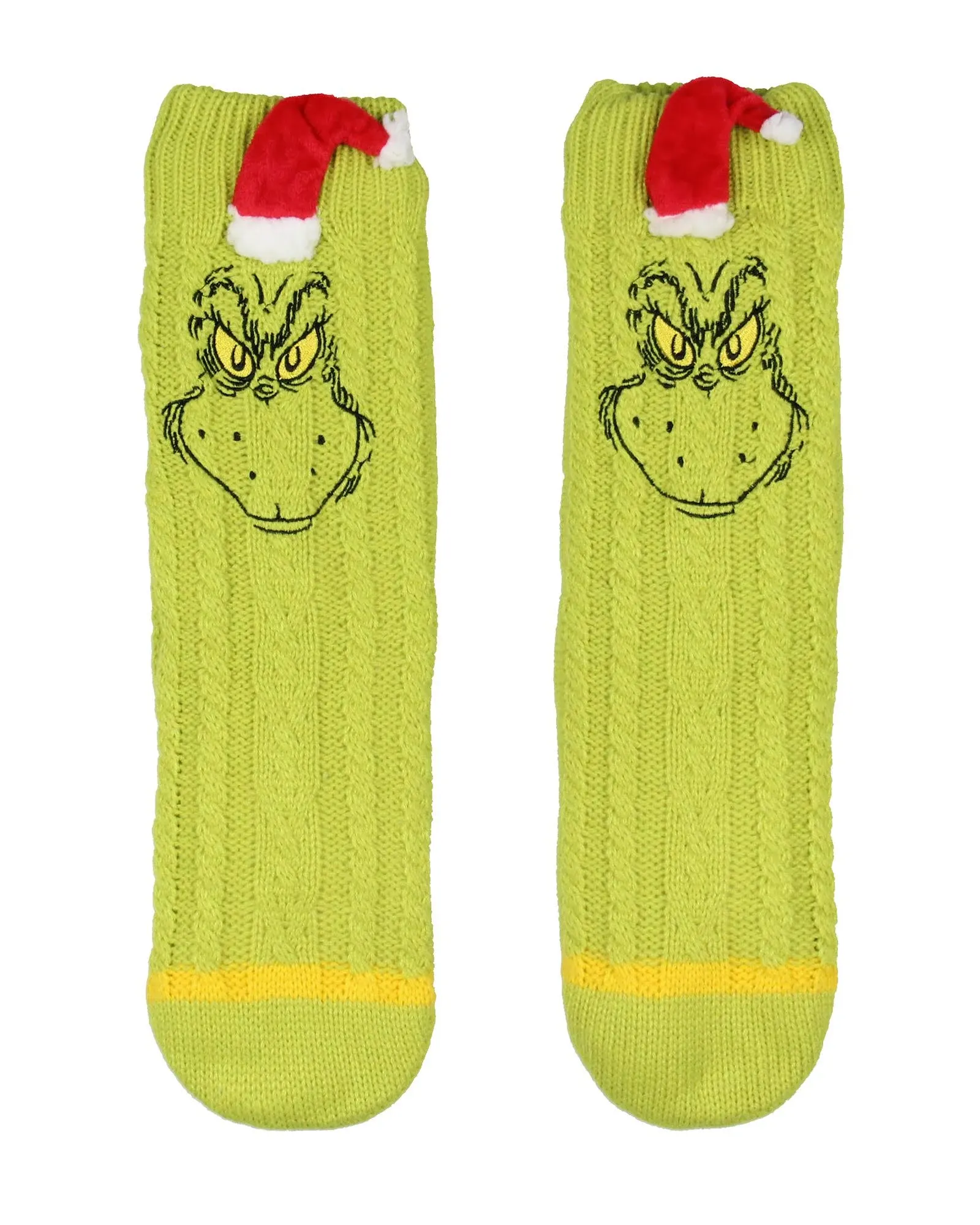 Dr Seuss Grinch Sherpa Lined Sweater Knit Slipper Socks