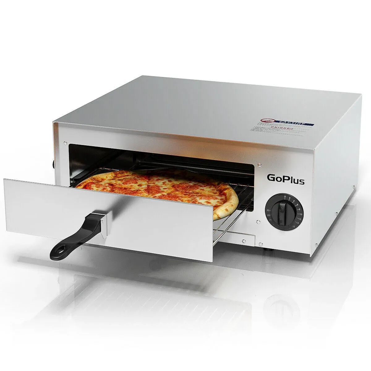 Goplus Electric Pizza Oven Stainless Steel Pizza Baker for Kitchen Commercial Use, Snack Oven