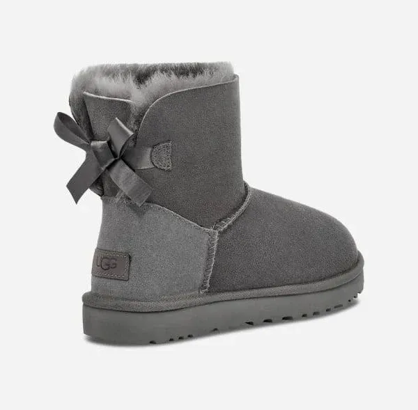 UGG Women&#039;s Mini Bailey Bow II Grey Boots Sz 10 New!