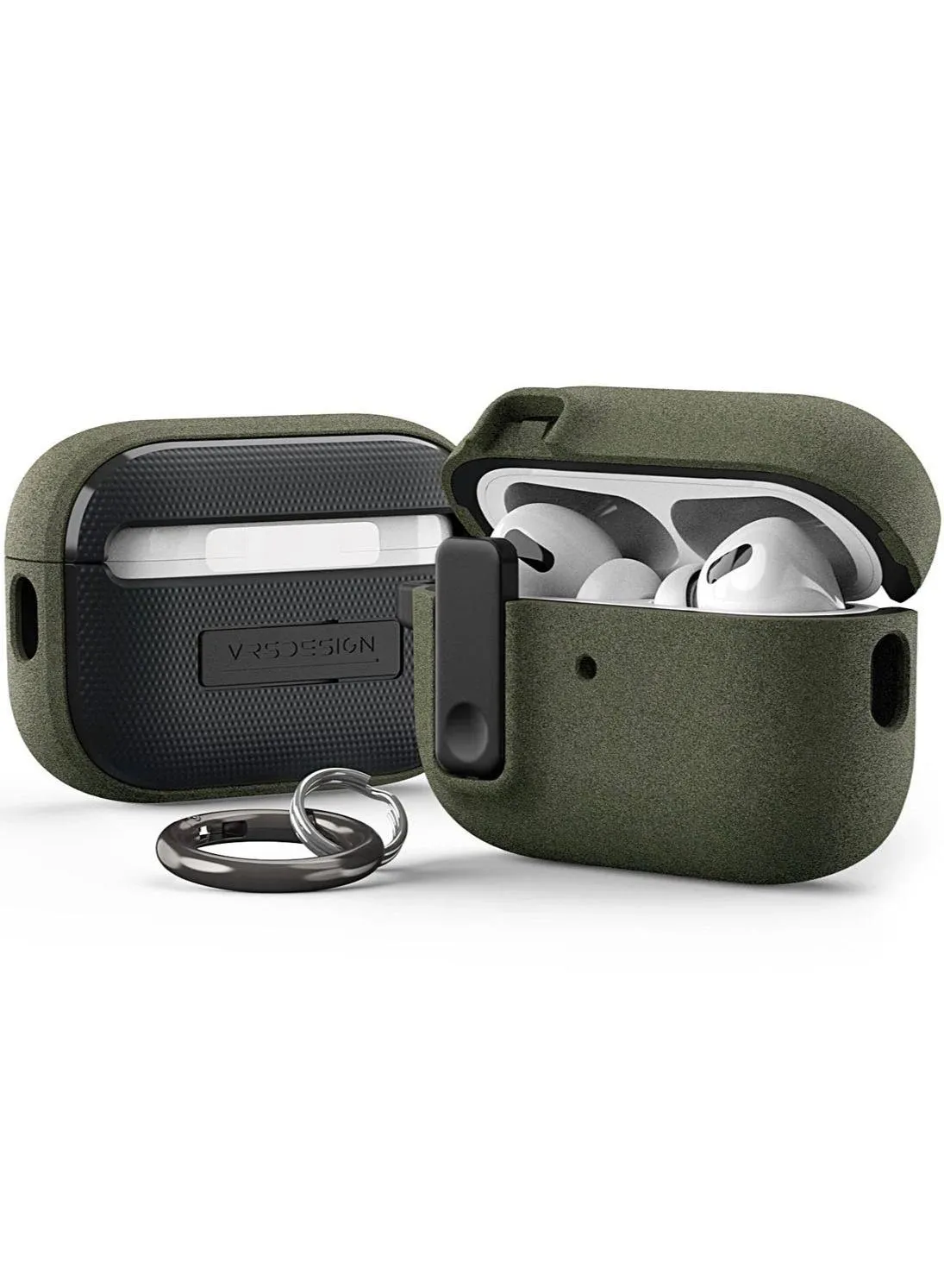 VRS Design Modern Lock Airpods Pro Case for Apple Airpods Pro 2nd Generation & 1st Generation (2023/2022/2019) (Sand Stone - Olive Green) [US Patent Registered]