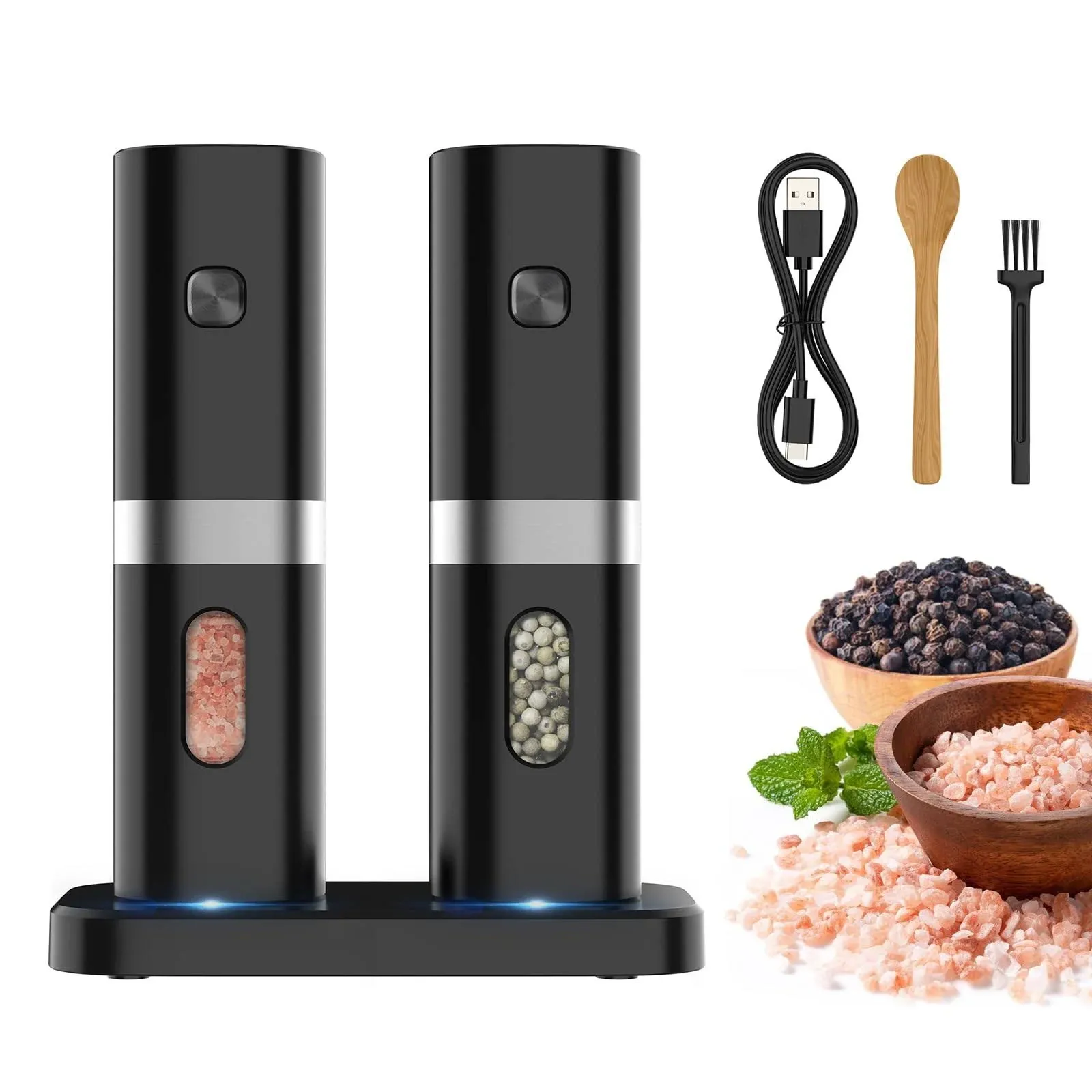 Syaws Pepper Grinder,Electric Salt and Pepper Grinder Set,Rechargeable Pepper ...