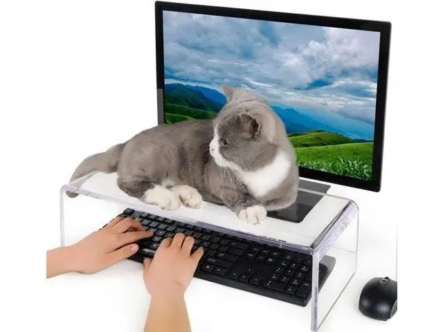 Anti-Cat Acrylic Keyboard Protector Cover,Computer Monitor Stand Prevent Cat Trampling Laptop Stand