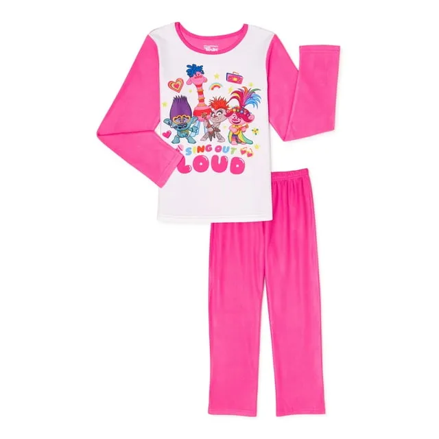 Girl's Trolls Sing Out Loud 2 Piece Flannel Pajama Set