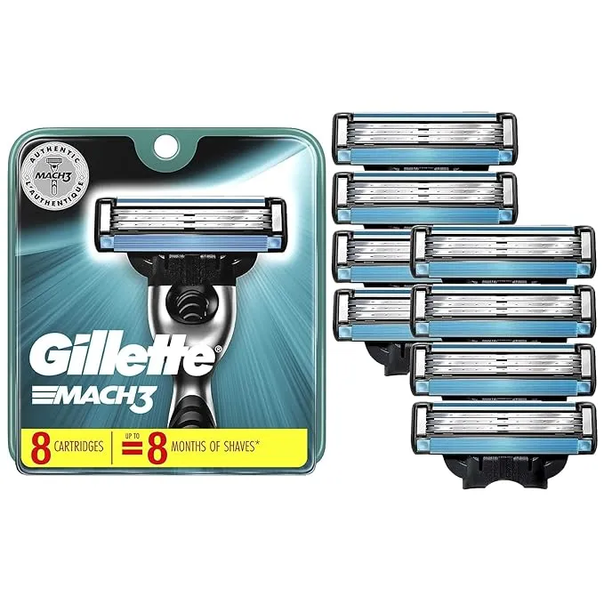 Gillette Mach3 Men's Razor Blades, 8 Blade Refills