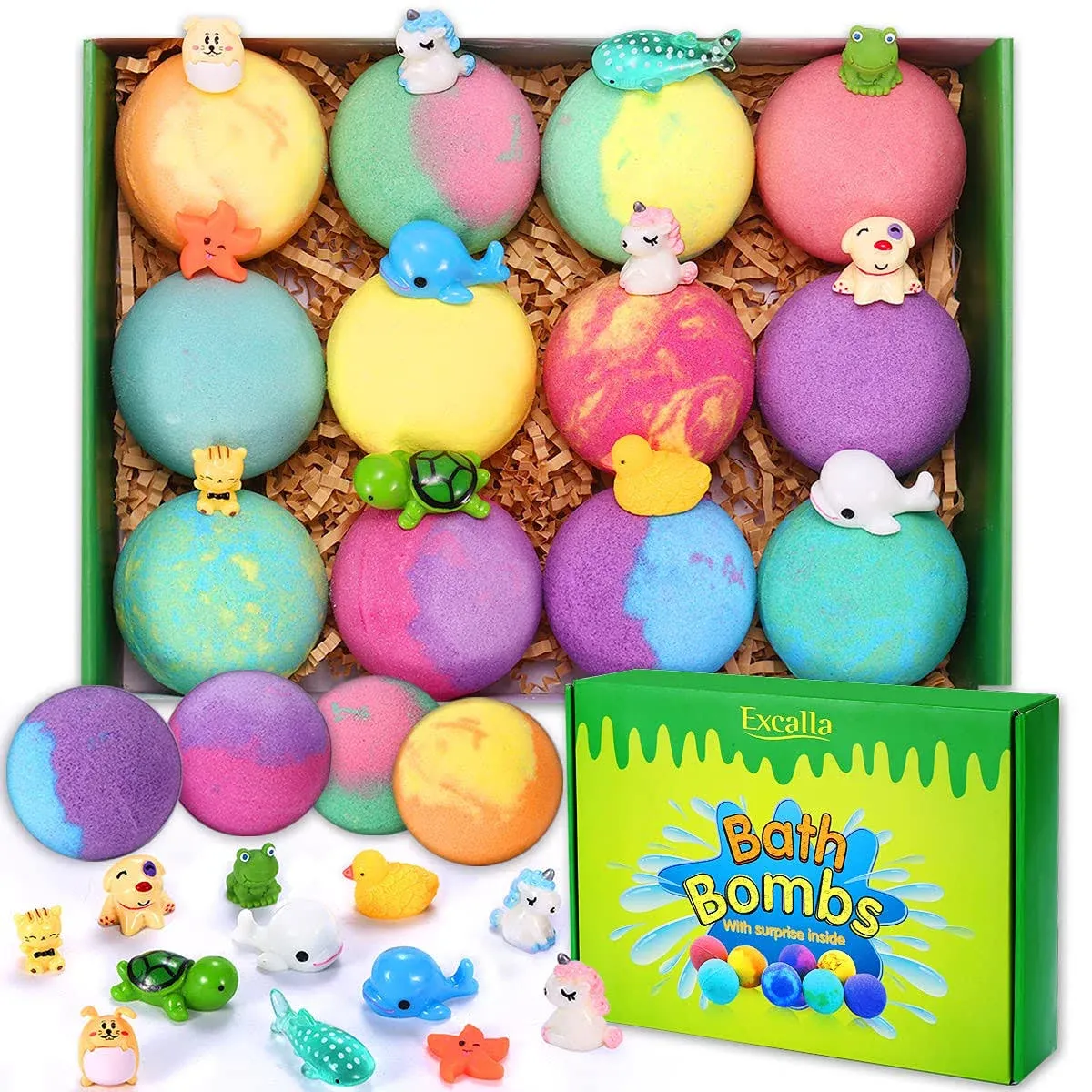 Bath Bombs for Kids with Toys Inside for Girls Boys - 30 Pack Bath Bombs Gift Set with Surprise, Kids Safe Bubble Bath Fizzy Balls Halloween Christmas Birthday Gift Kit