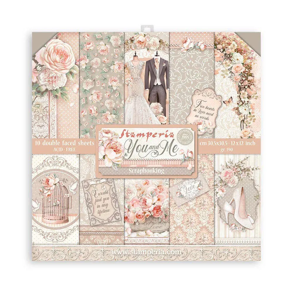 Stamperia - You And Me - 12x12 Paper Pad 10 Double Sided Sheets Wedding Mixed Media Scrapbook SBBL111