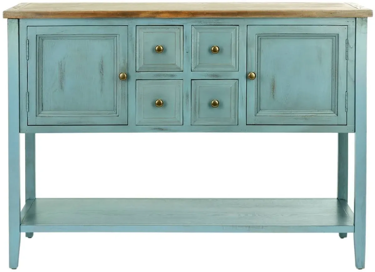 Charlotte Storage Sideboard in Barn Blue/Oak - Safavieh AMH6517B