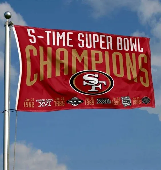 WinCraft San Francisco 49ers 5X and 5 Time Super Bowl Champions Flag Outdoor Indoor 3x5 Foot Banner