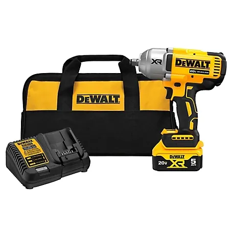 DEWALT 20V MAX Cordless Impact Wrench Kit, 20V MAX, 1/2" Hog Ring With 4-Mode Speed, Includes Battery, Charger and Kit Bag (DCF900P1)