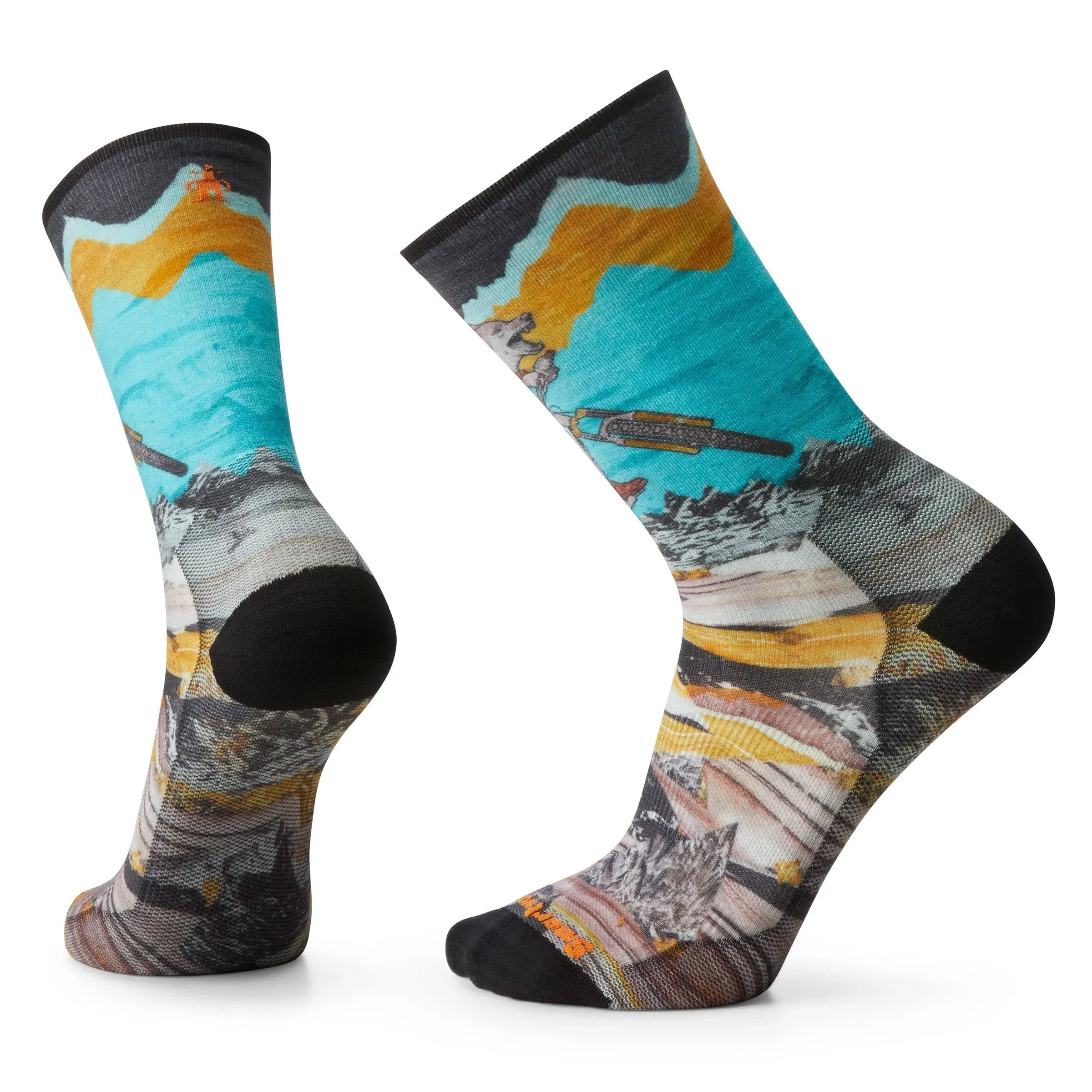 Bike Socks Smartwool Men's Zero Cushion Crew Wolf Print