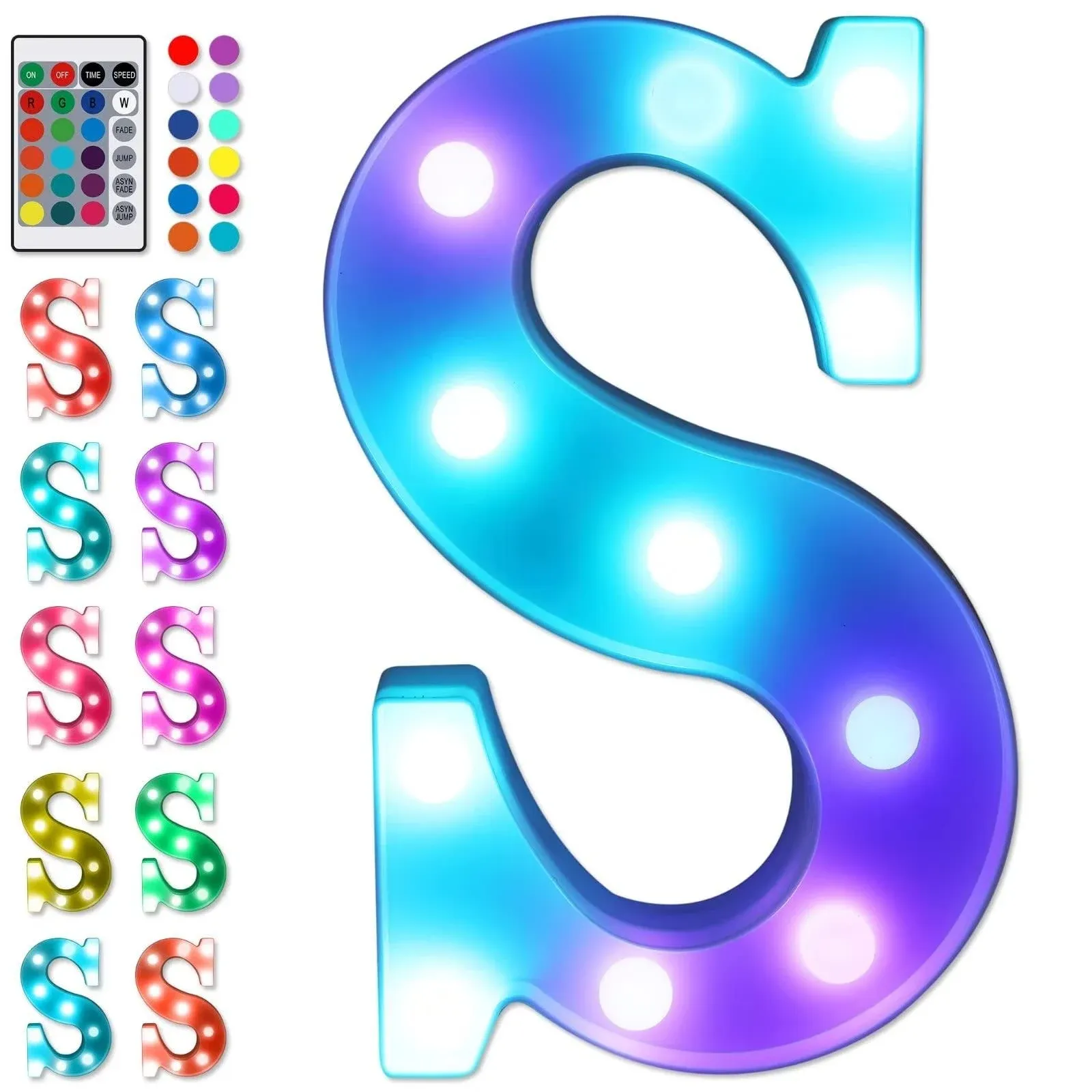 Foaky Colorful LED Letter Lights with Remote,Marquee Light Up Letters Sign for ...