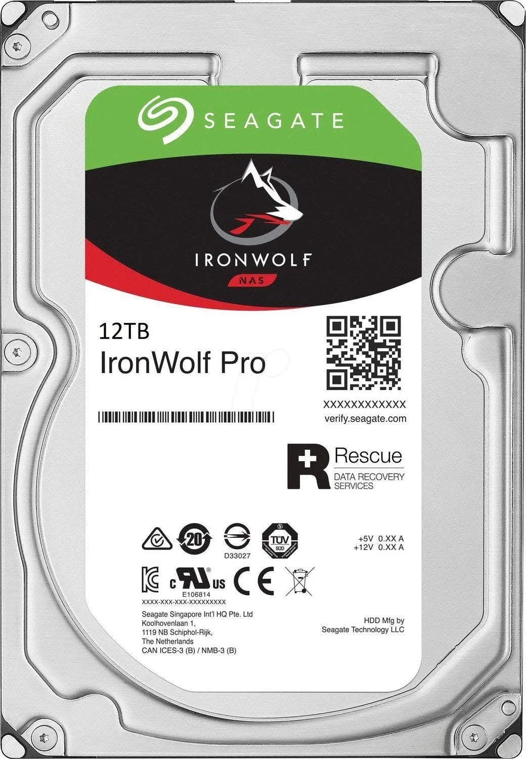 Seagate IronWolf Pro ST12000NE0008 - Disco duro de 12 TB - Formato 512E - Unidad SATA 600-3.5" - Interno - 7200RPM - 256 MB Buffer - Conectable en caliente