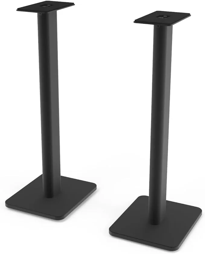 Kanto SP26PL Black Metal Speaker Stand (26 inches) - Universal Fit, Hidden Cables, Rotating Top Plate, Carpet & Hardwood Feet, ¼’-20 Mounting, Pair