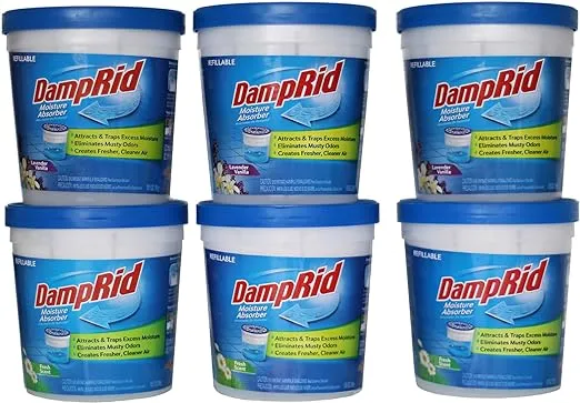 DampRid Refillable Absorber Variety Pack, 10.5 oz. Cups, 6 Pack, 3 Fresh Scent, 3 Lavender Vanilla, Traps Moisture for Fresher, Cleaner Air