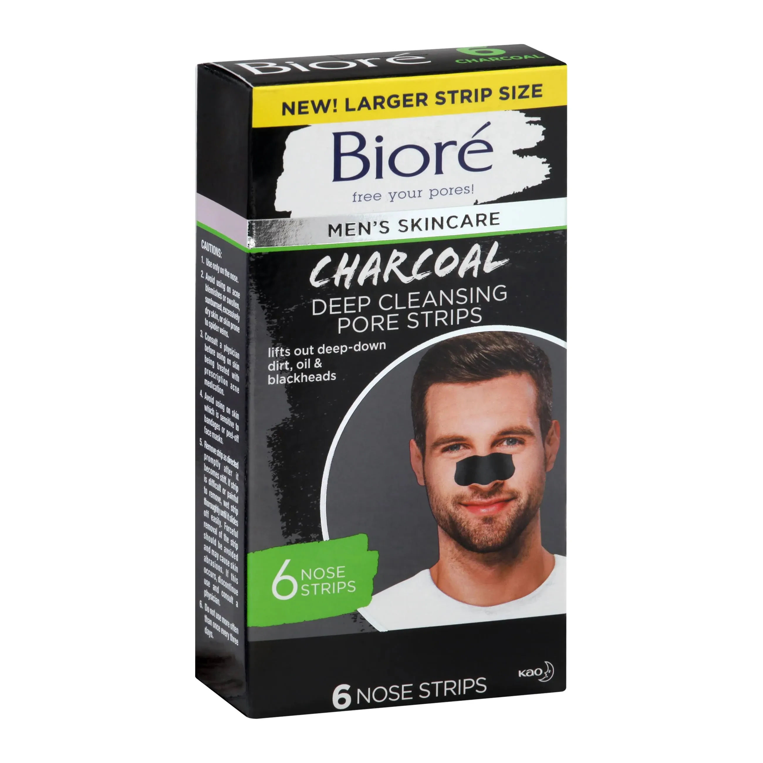 Biore Men's Charcoal Deep Cleansing Pore Strips 6 ct