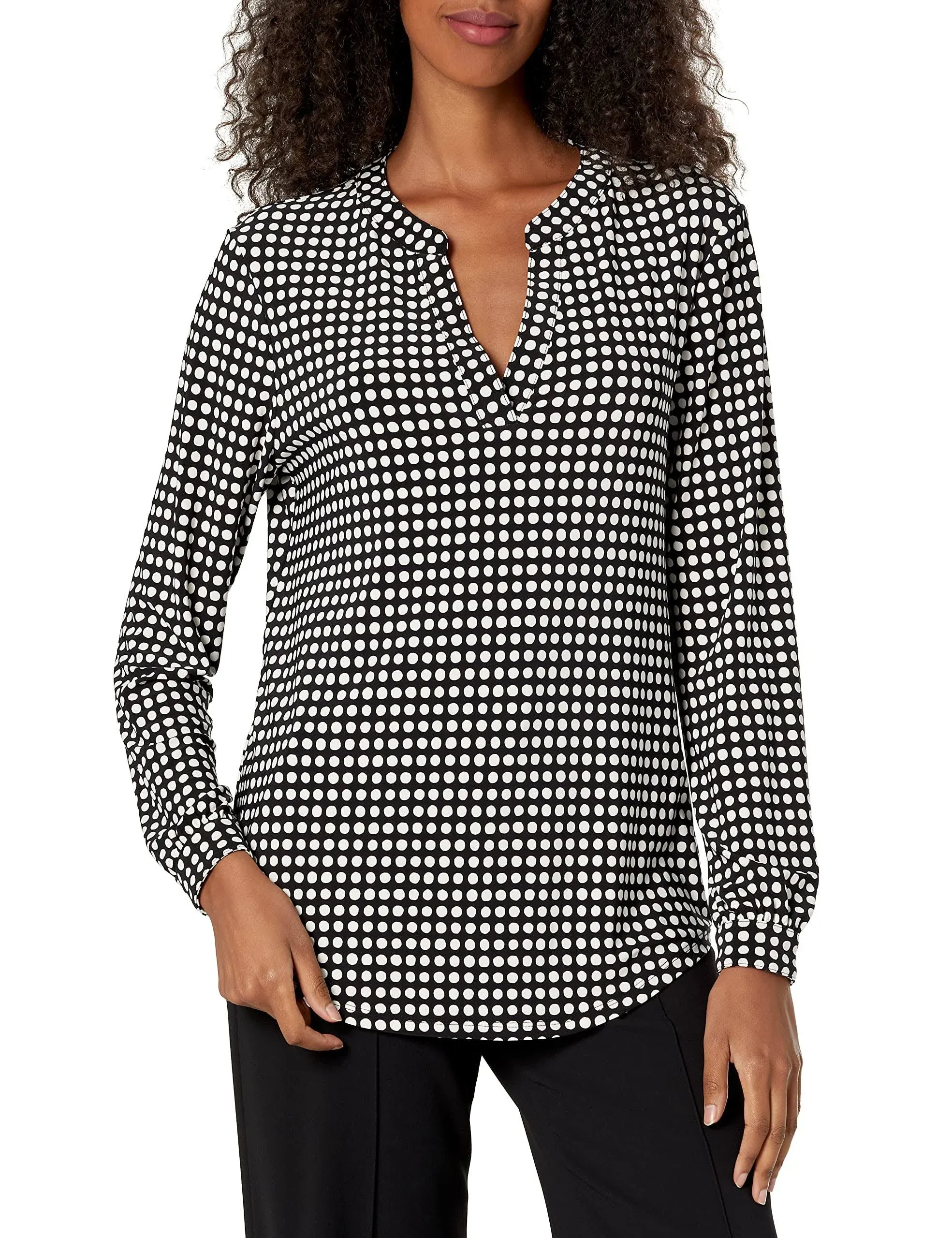 Anne Klein Women's Printed Ity Split Neck Tunic