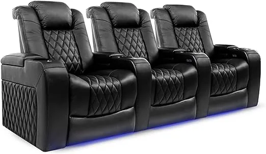 Valencia Tuscany Recliner | Premium Top Grain Italian Nappa 11000 Leather, Power Reclining, Power Lumbar Support, Power Headrest (Single Recliner, Black)