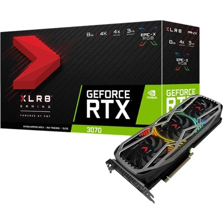 PNY GeForce RTX 3070 8GB XLR8 Gaming Revel EPIC-X RGB LHR Triple-Fan Graphics Card