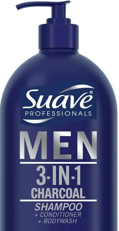 3-in-1 Shampoo, Conditioner & Body Wash for Men w/ Charcoal 40 oz