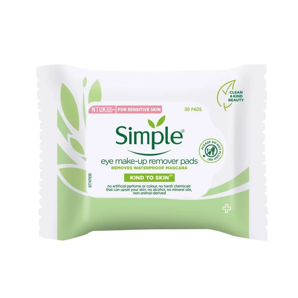 Simple Kind To Eyes Eye Make Up Remover Pads 30 Pieces