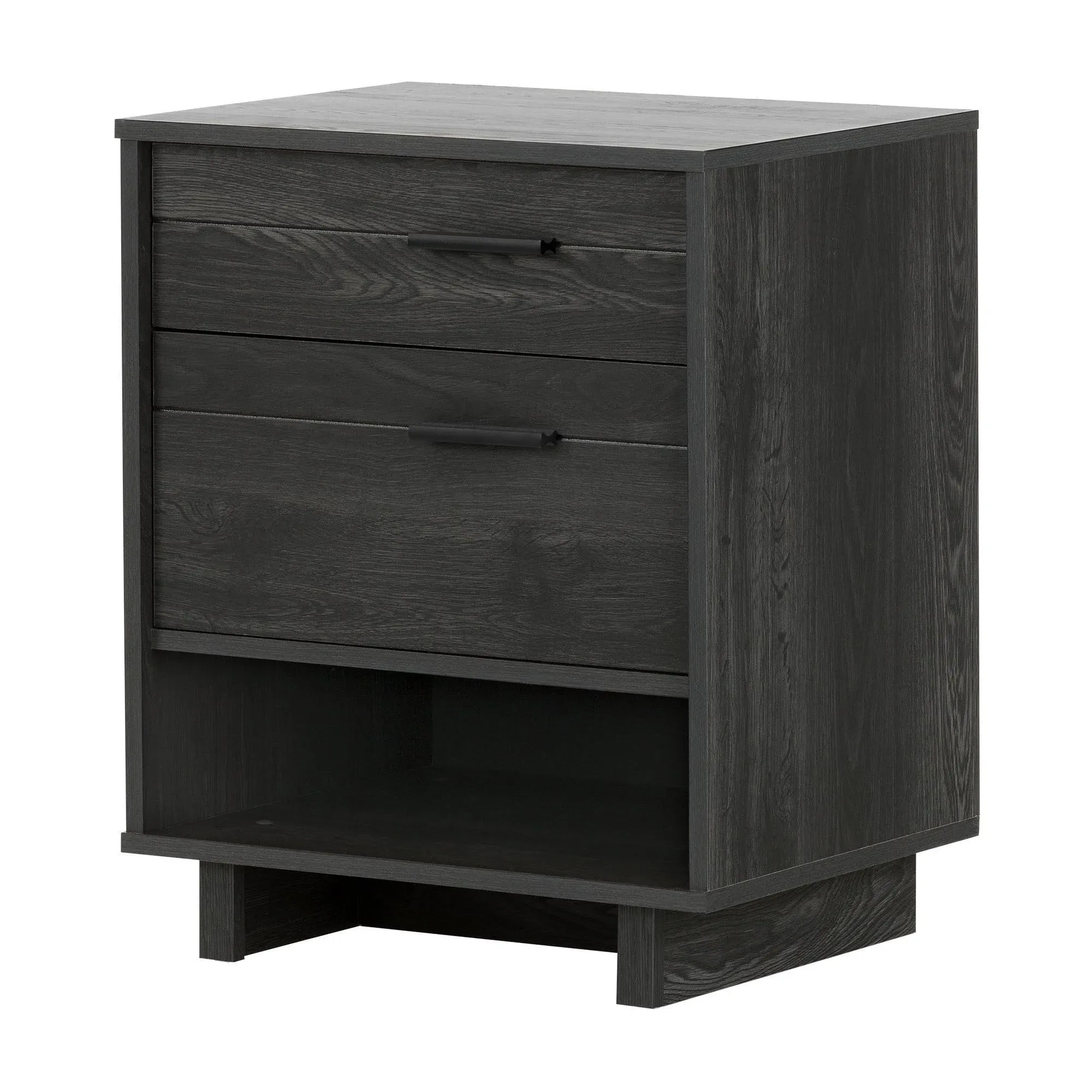 South Shore Fynn Nightstand with Cord Catcher Gray Oak