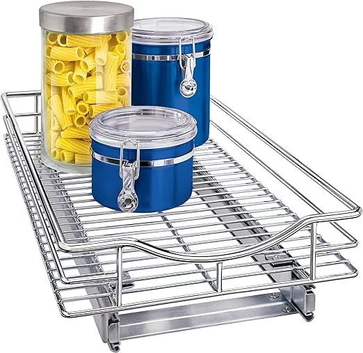 LYNK PROFESSIONAL® Pull Out Cabinet Organizer - Lifetime Limited Warranty - Slide Out Drawers for Kitchen Cabinets - Sliding Pantry Shelves - Roll Out Shelf Storage for Pots, Pans - 11"W x 21"D Chrome