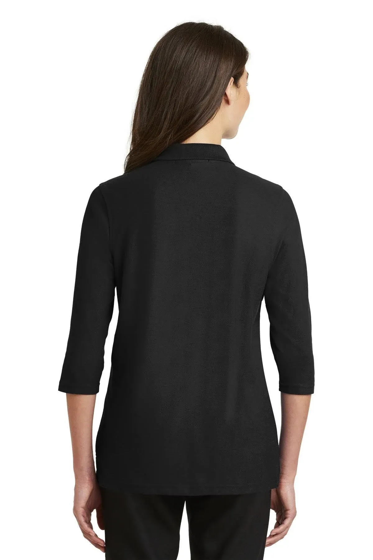 Port Authority L562 Ladies Silk Touch 3/4-Sleeve Polo - Black - M