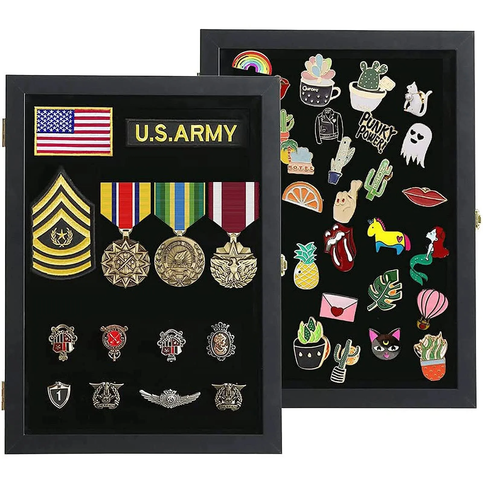 PIN DISPLAY CASE with Acrylic Door for Medals Beach Tags Jewelry Pins VERANI