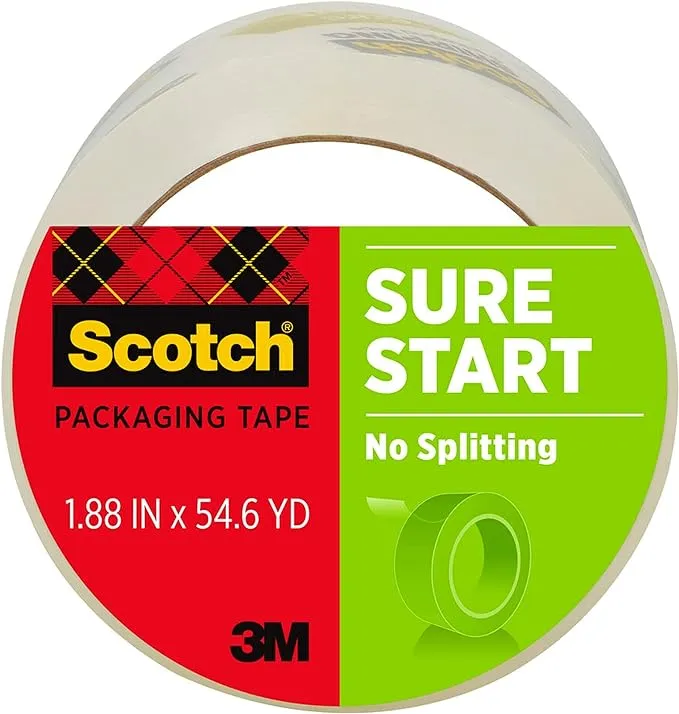 Scotch Sure Start Shipping Packaging Tape, 1.88 in x 54.6 yd