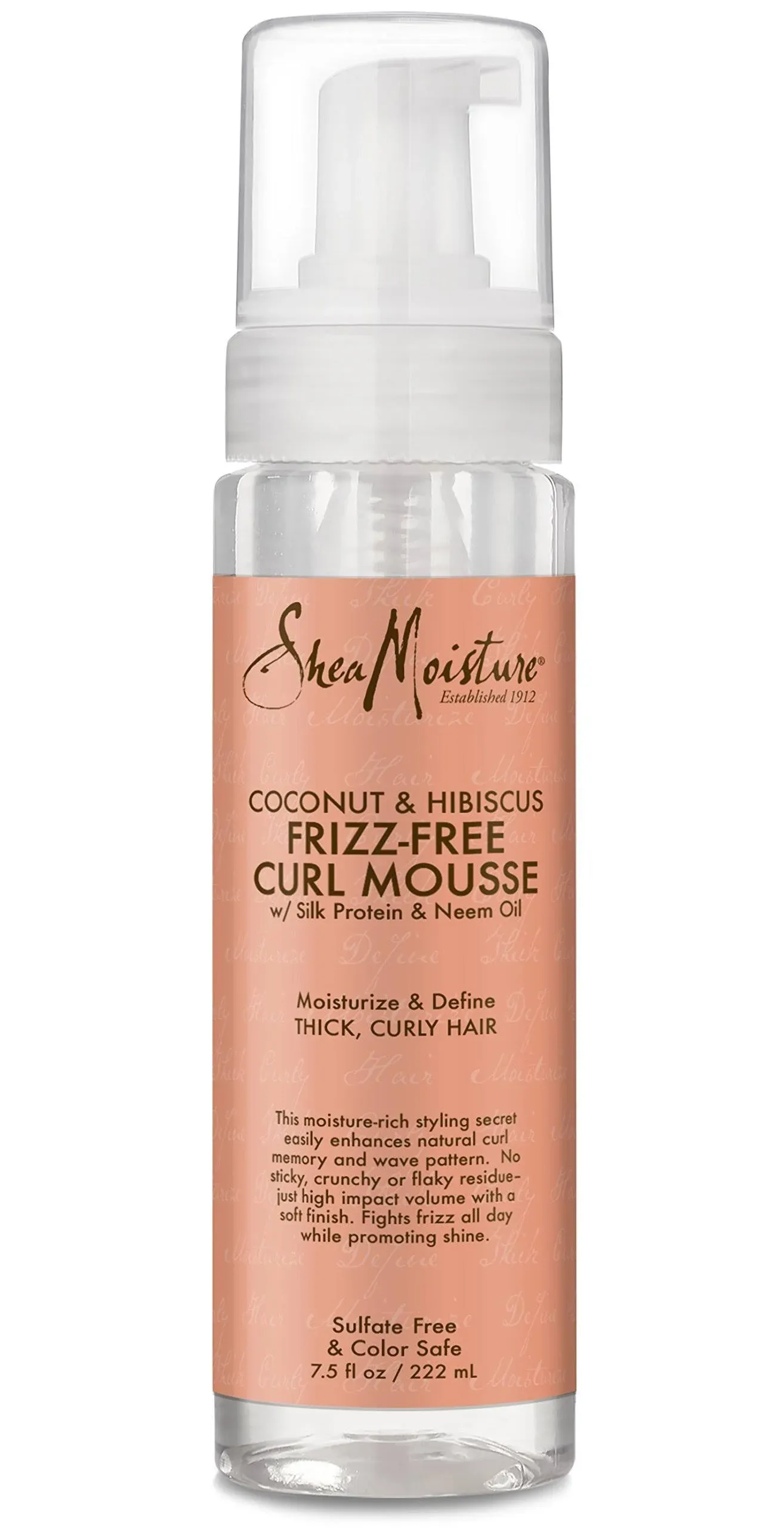 SheaMoisture Curl Mousse, Coconut and Hibiscus Frizz Control, Sulfate Free, for Curly Hair 7.5 oz