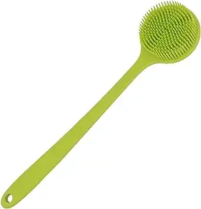 DNC Silicone Back Scrubber Soft Bath Body Brush for Shower with Long Handle (Green)