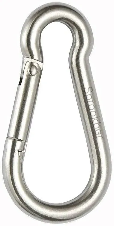 sprookber Stainless Steel Spring Snap Hook Carabiner - 304 Stainless Steel Caribeener Clips