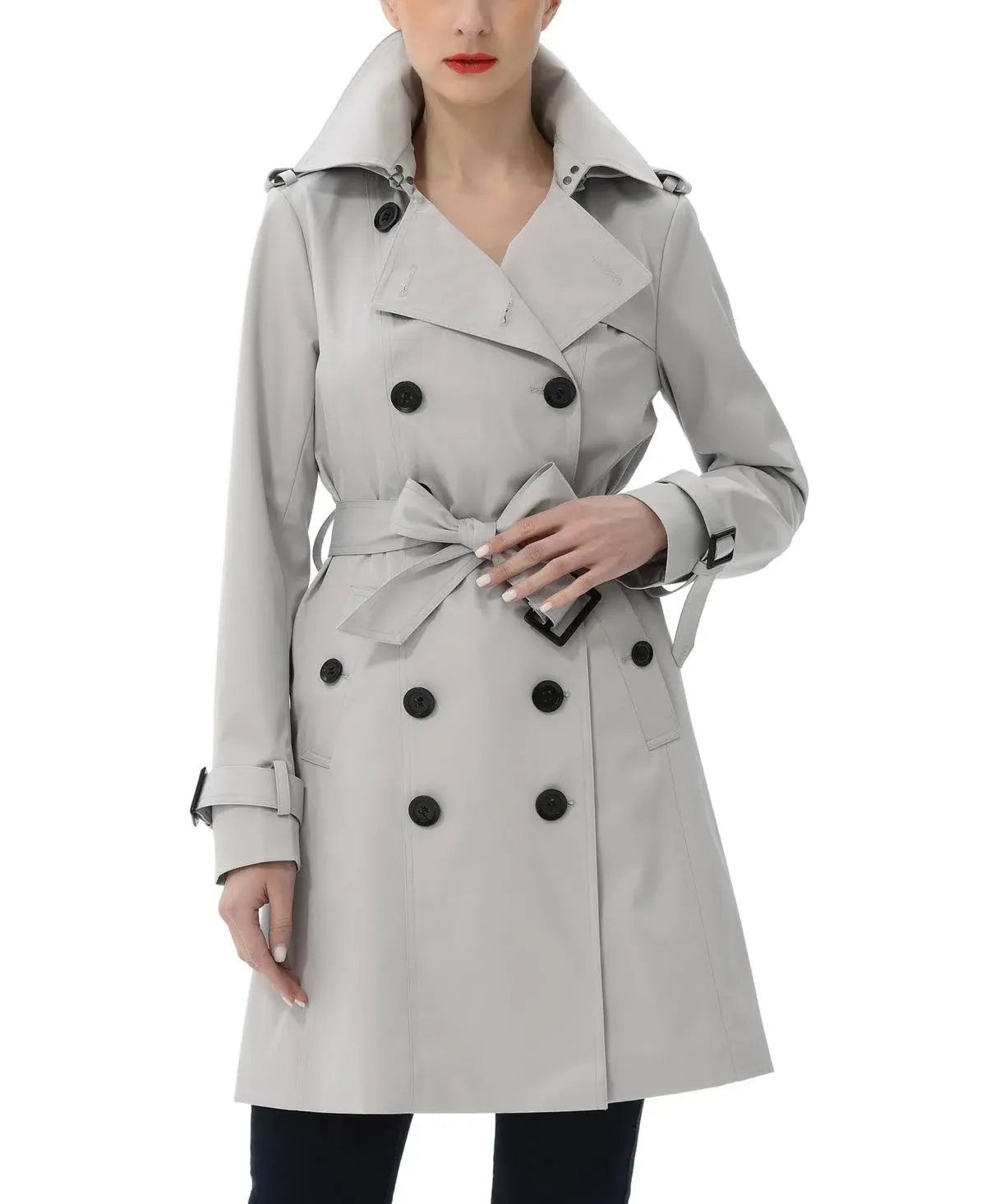 Kimi + Kai Women's Adley Water Resistant Hooded Trench Coat, Gray, XL