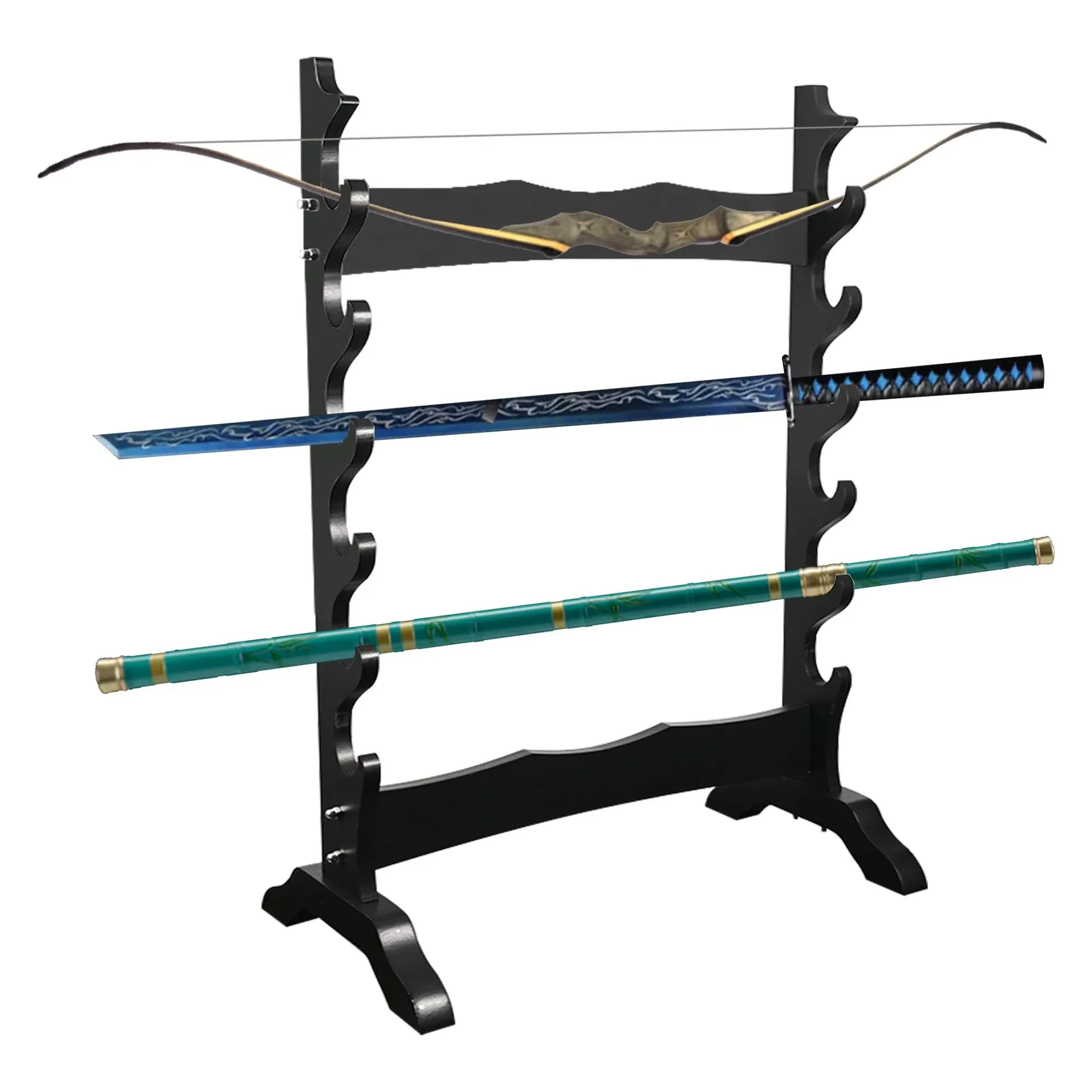 lukar 6 Tier Sword Stand Floor, Multilayer Standing Sword Rack, Wooden Sword ...