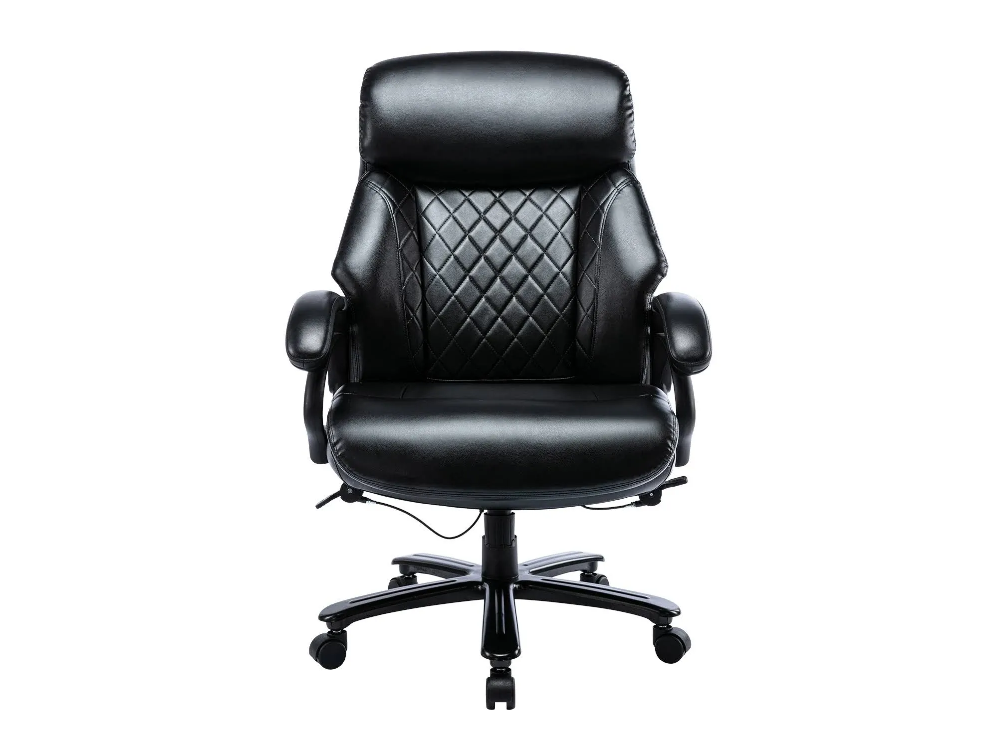 COLAMY Big and Tall Office Chair 400lbs, Heavy Duty Wide Home Desk Chair, High Back Ergonomic Leather Computer Executive Chair -Diamond Black