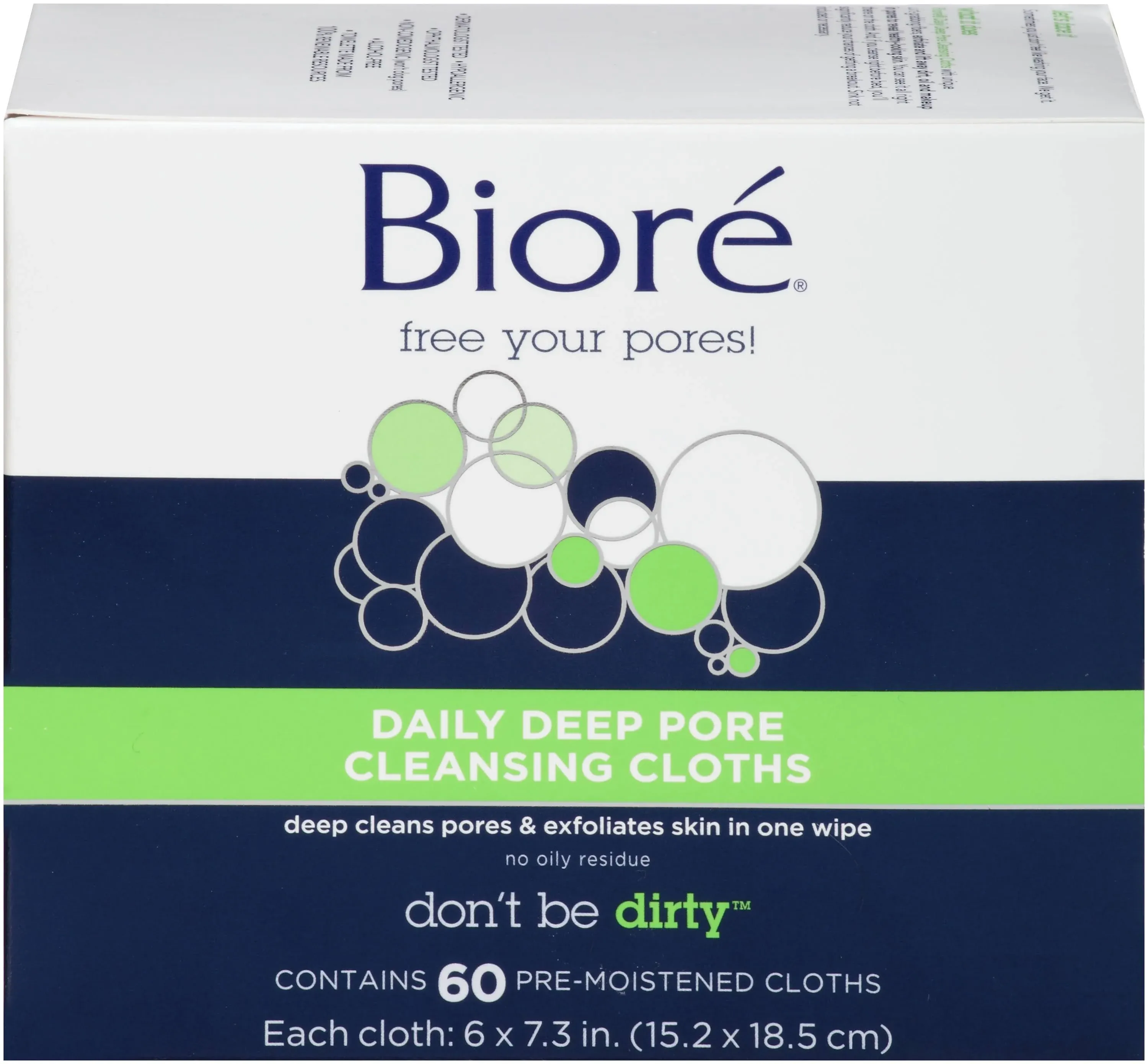 Biore Cleansing Cloths, Daily Deep Pore - 60 pre-moistened cloths