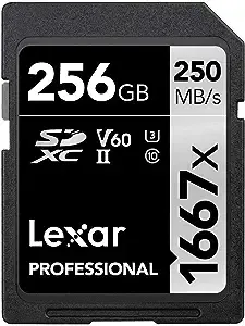 Lexar 256GB Professional 1667x UHS-II U3 SDXC Memory Card