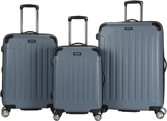 Kenneth Cole REACTION Renegade Luggage Expandable 8-Wheel Spinner Lightweight Hardside Suitcase, Granite Blue, 3-Piece Set (20"/24"/28")