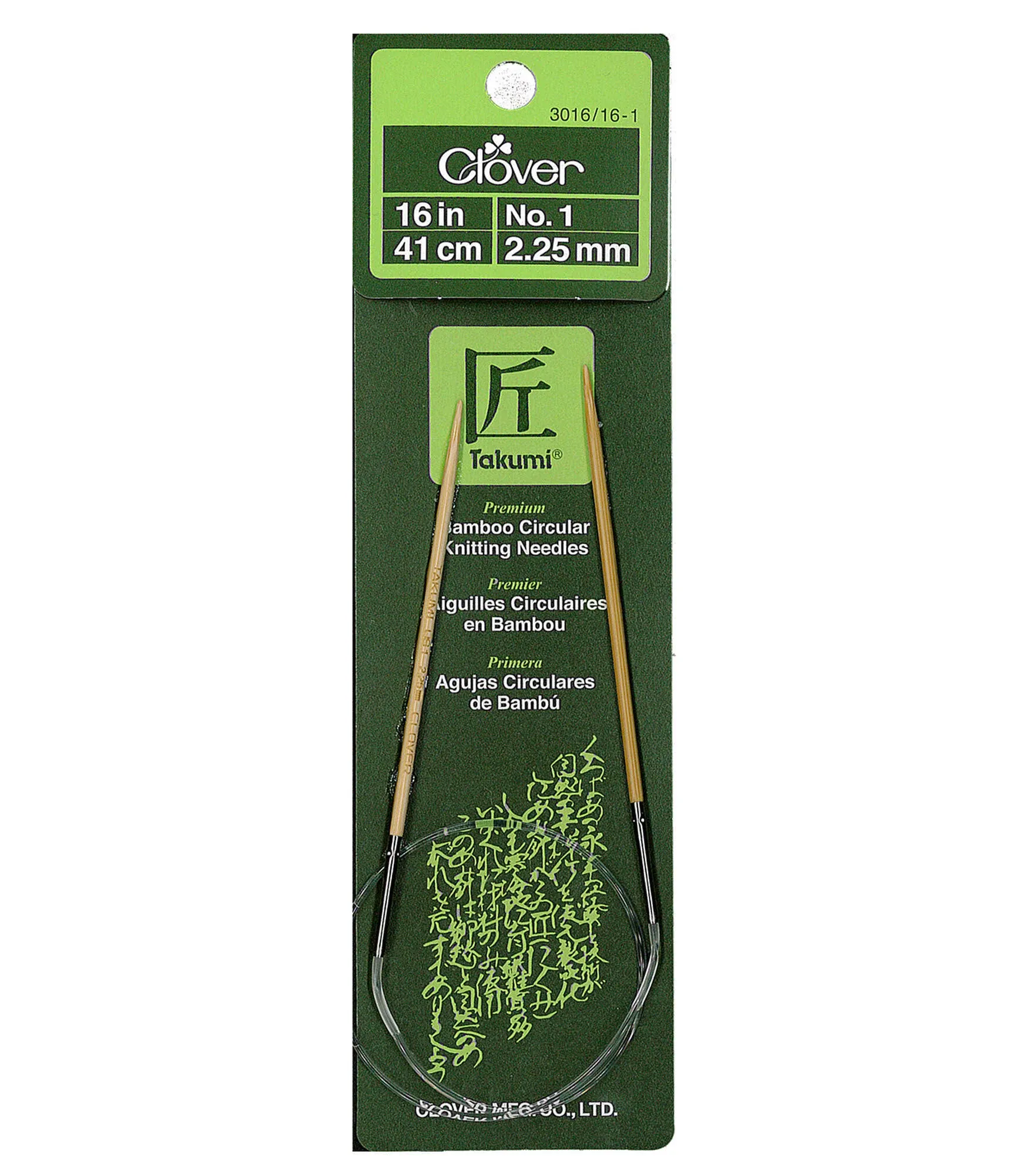 Clover Takumi Bamboo Circular Knitting Needles - Size 6, 16" Length