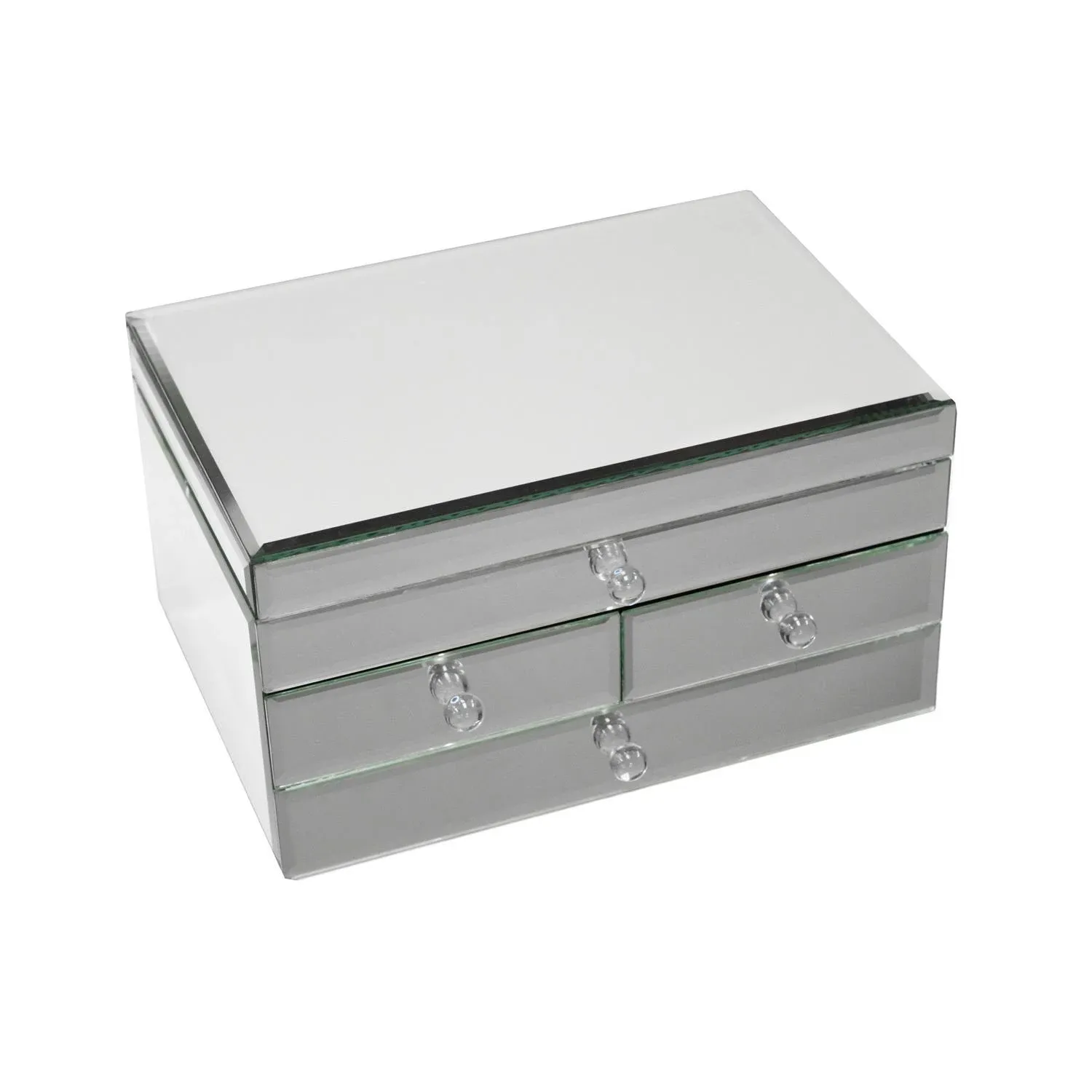 Urban Designs Legacy Mirrored Glass 3 Drawer Jewelry Box - Silver