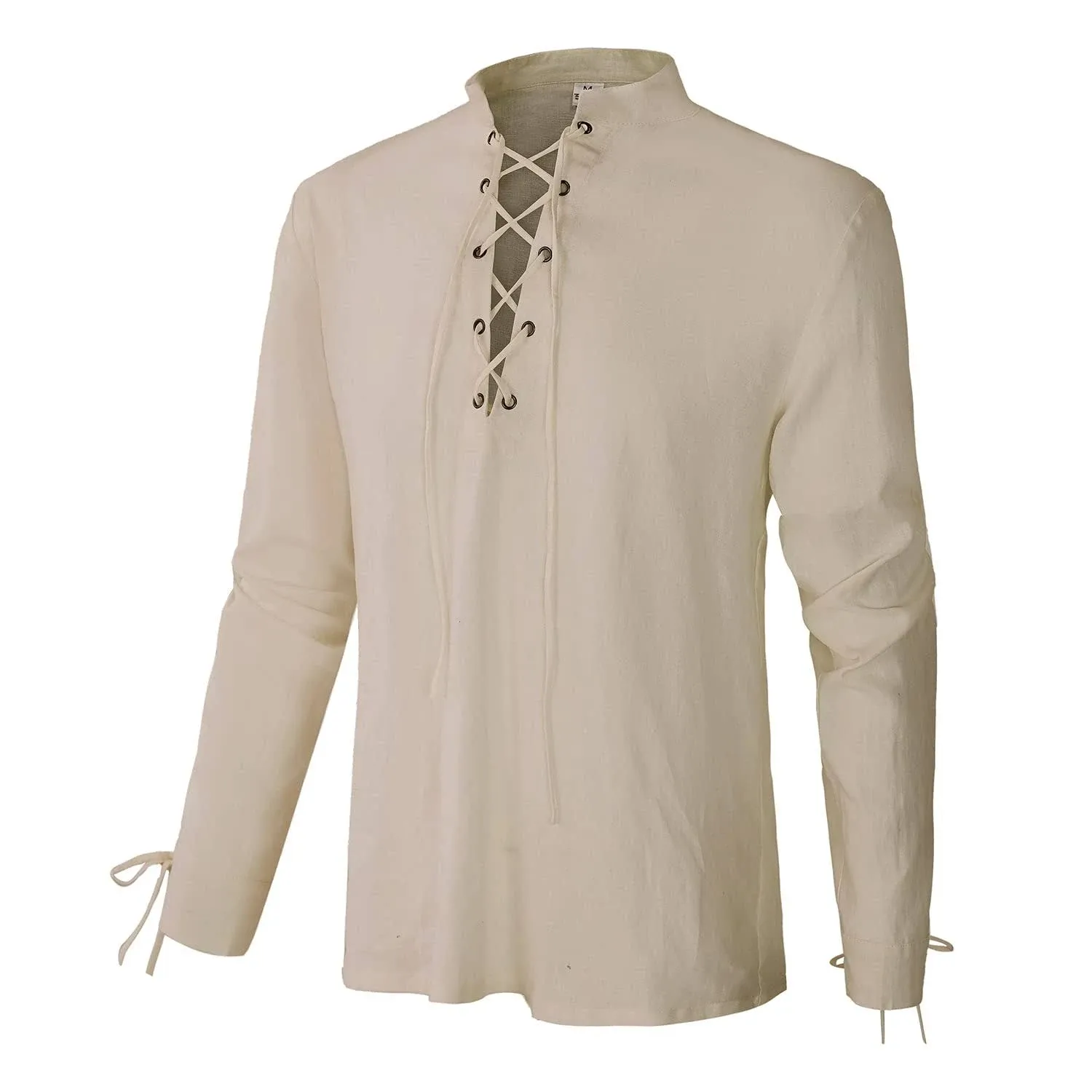 Men's Renaissance Pirate Lace Up Cotton Shirt