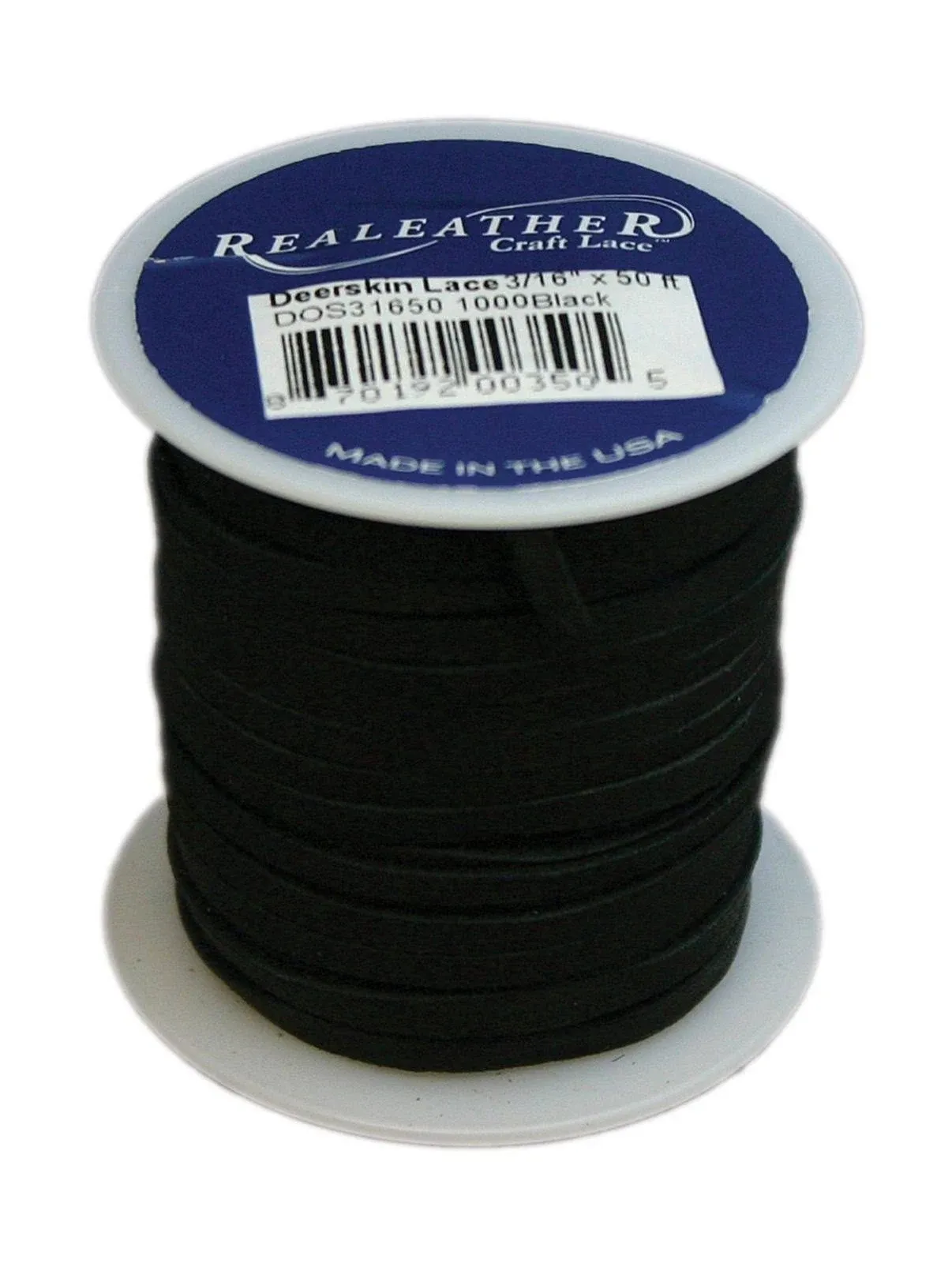 Realeather Crafts Deerskin Lace .125"X50' Spool Black