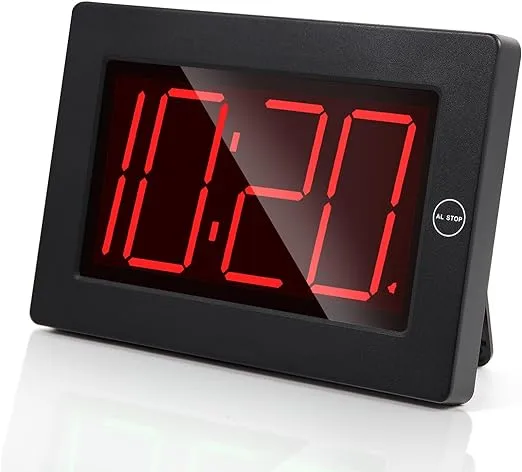 KWANWA Alarm Clock, 8" Large Screen Display, Digital Clock, Battery Operated, Auto Dimmer Mode,Wall Clock&Desk Clock for Bedroom, Office, Living Room, Elderly