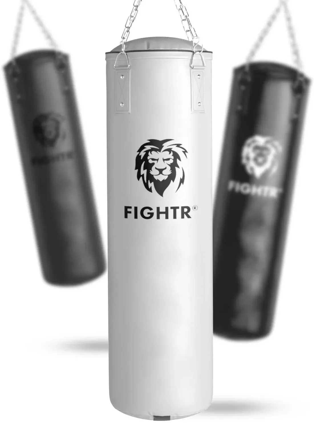 FIGHTR Premium Punching Bag - High and Very Strong Punch Comfort - Hanging Punch Bag Unfilled/Filled 120 x 35 cm with Heavy Chain for Boxing, Martial